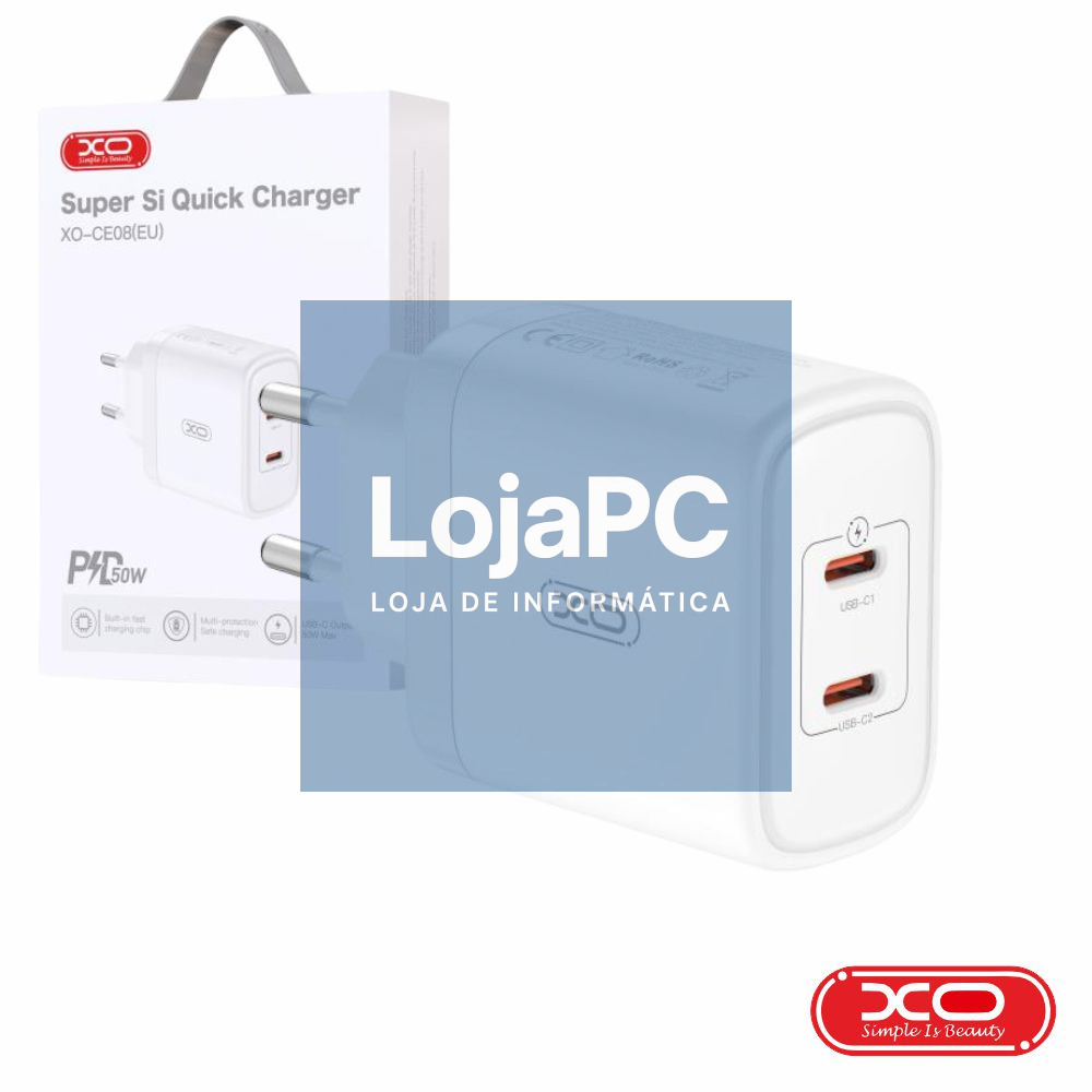 Alimentador 2 USB-C PD 50W Branco XO