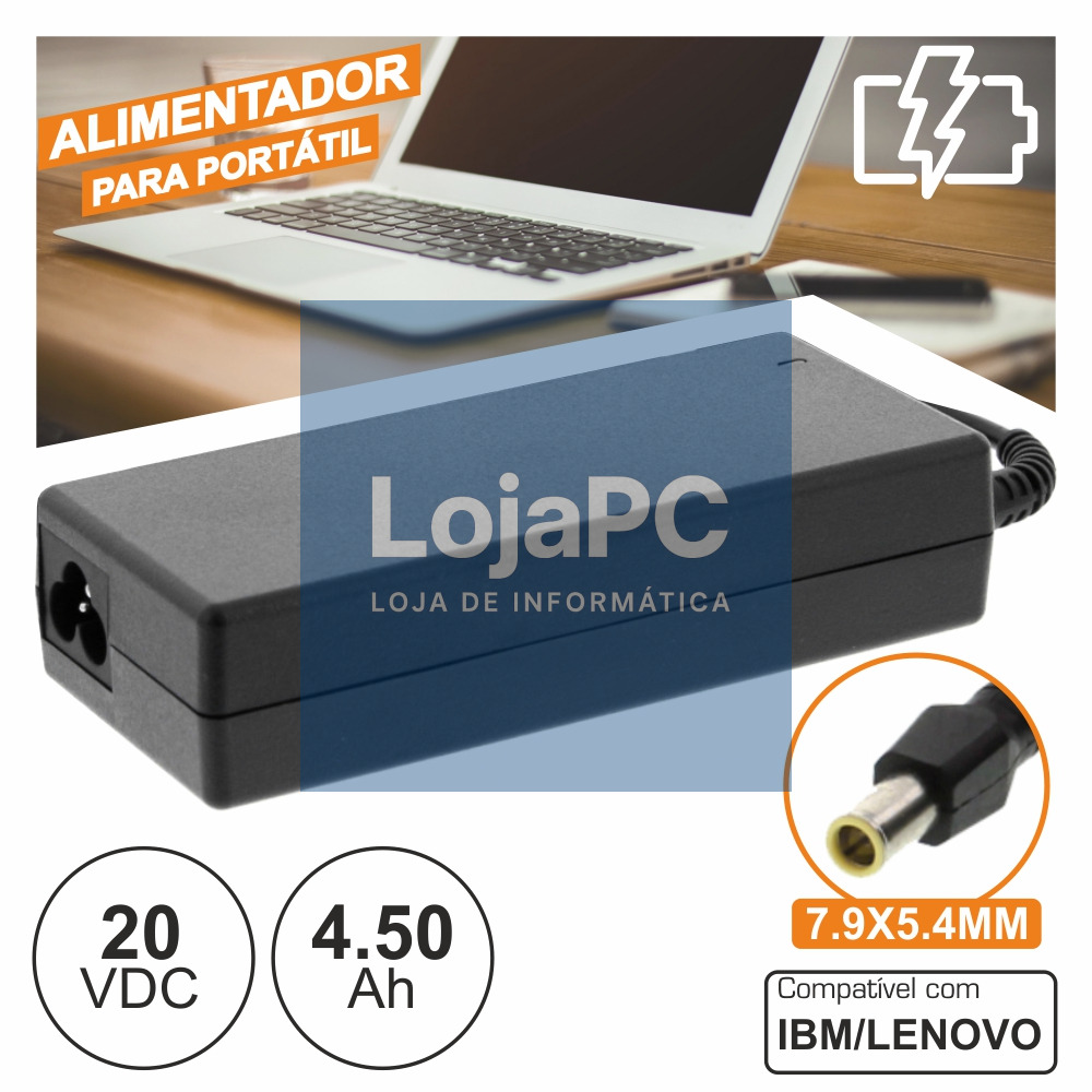 ALIMENTADOR P/ IBM/LENOVO 20V 4.50A 90W 7.9X5.4MM
