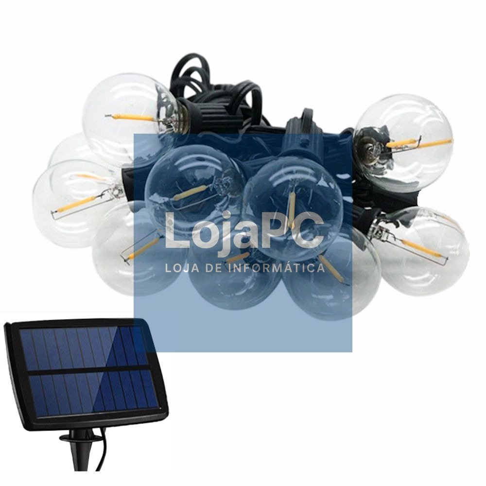 Corrente de Iluminação 5.5m C/ 10 Lâmpadas E Painel Solar