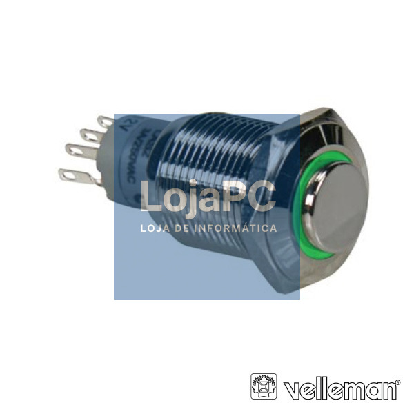 INTERRUPTOR REDONDO ALTO DE METAL SPDT 1NA 1NC ANEL VERDE