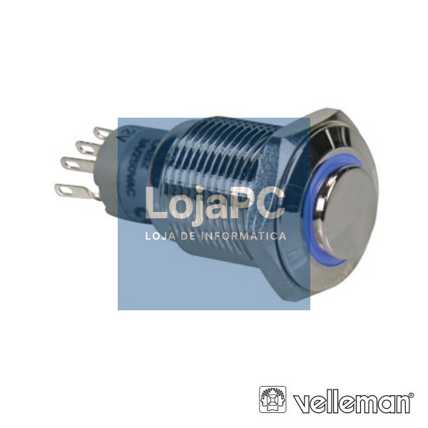 INTERRUPTOR REDONDO ALTO DE METAL SPDT 1NA 1NC ANEL AZUL