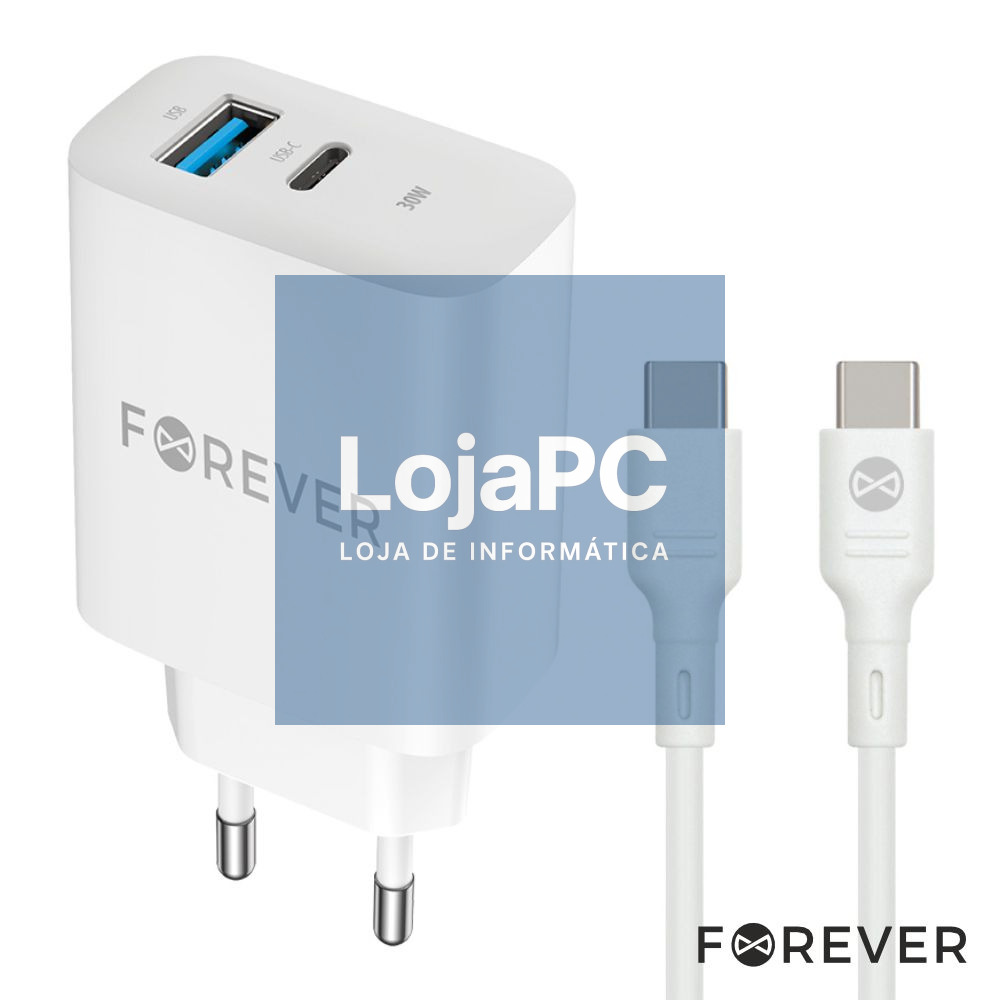 Alimentador Comutado 1xUSB-C/1xUSB-A PD/QC 30W FOREVER