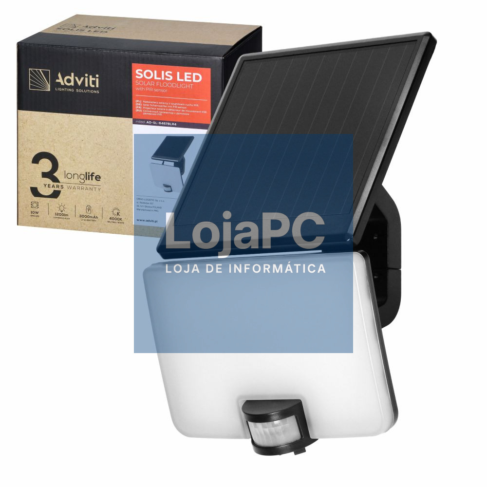 Candeeiro Solar LED 5W IP65 C/ Sensor Movimentos PIR ADVITI