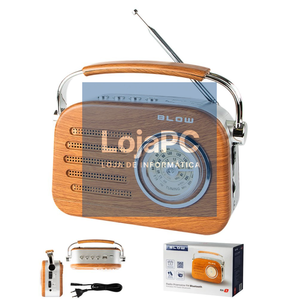 Rádio Bluetooth AM/FM Vintage USB/SD