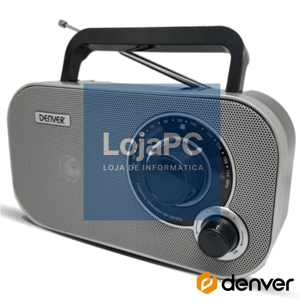 Rádio FM Portátil Cinza DENVER