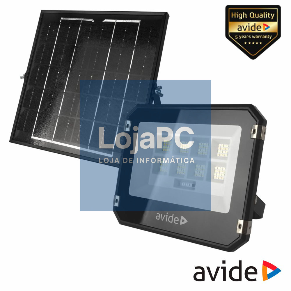 Foco LED Solar 50W CCT 6400K 700lm IP65 C/ Comando AVIDE