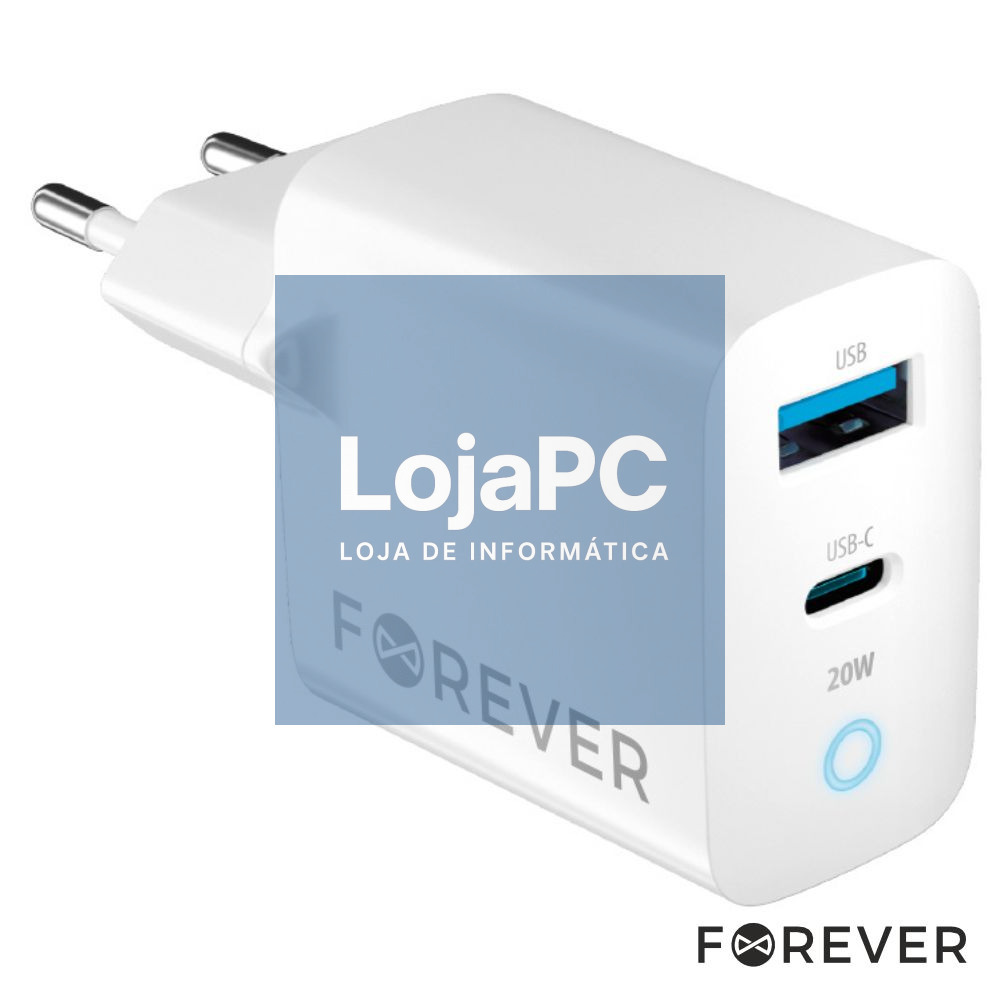 Alimentador Comutado 1xUSB-C/1xUSB-A PD/QC 20W FOREVER