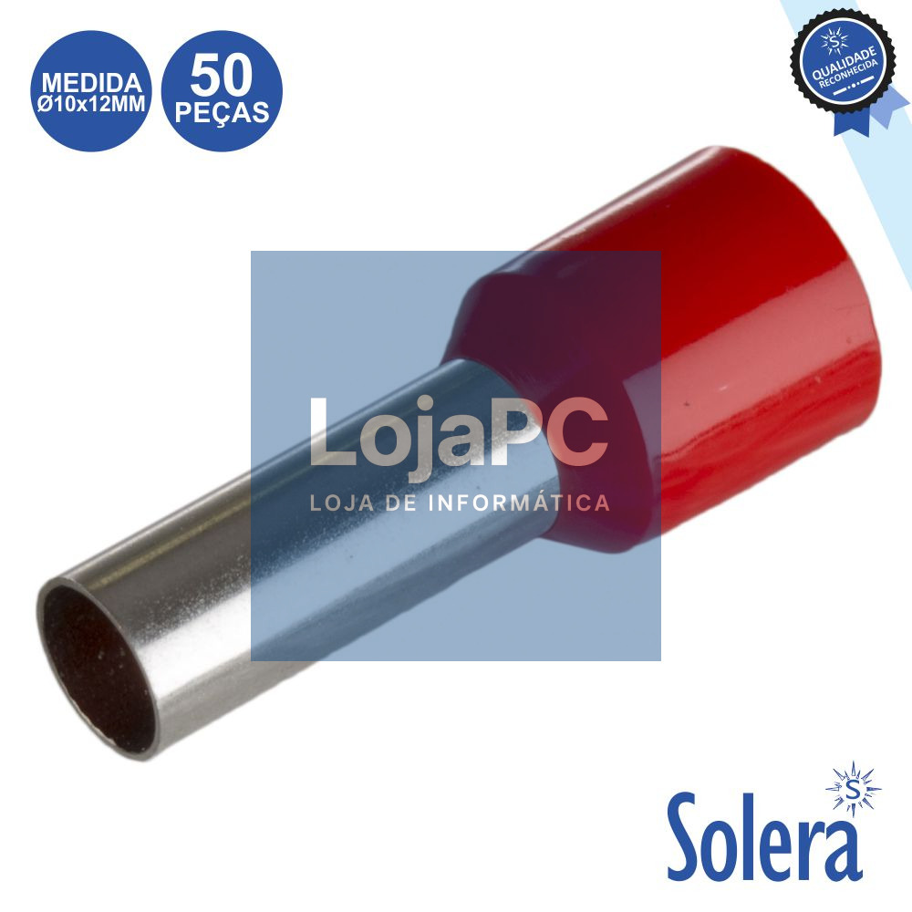 TERMINAL PONTEIRA ISOLADO Ø10x12MM 50X VERMELHO SOLERA