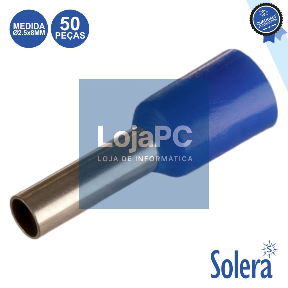 TERMINAL PONTEIRA ISOLADO Ø2.5x8MM 50X AZUL SOLERA