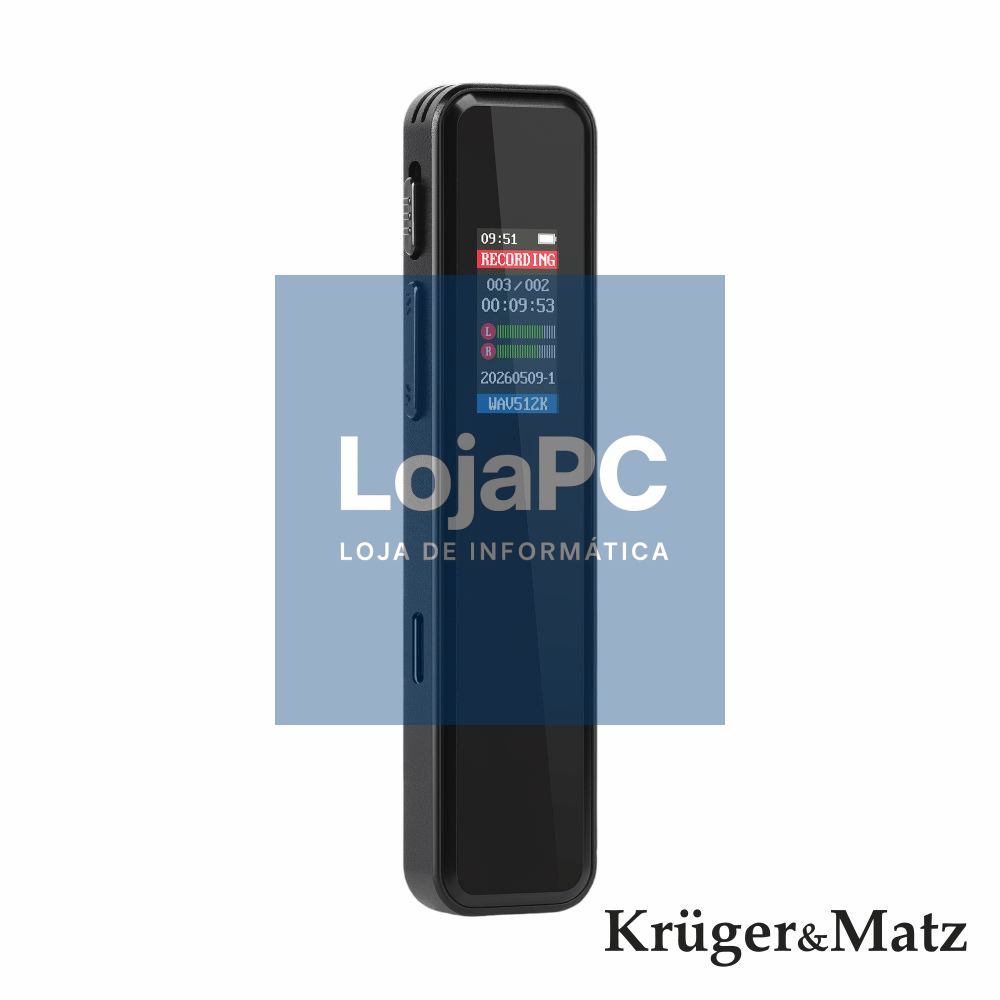 Gravador de Voz Digital Visor LCD 8GB USB-C KRUGERMATZ
