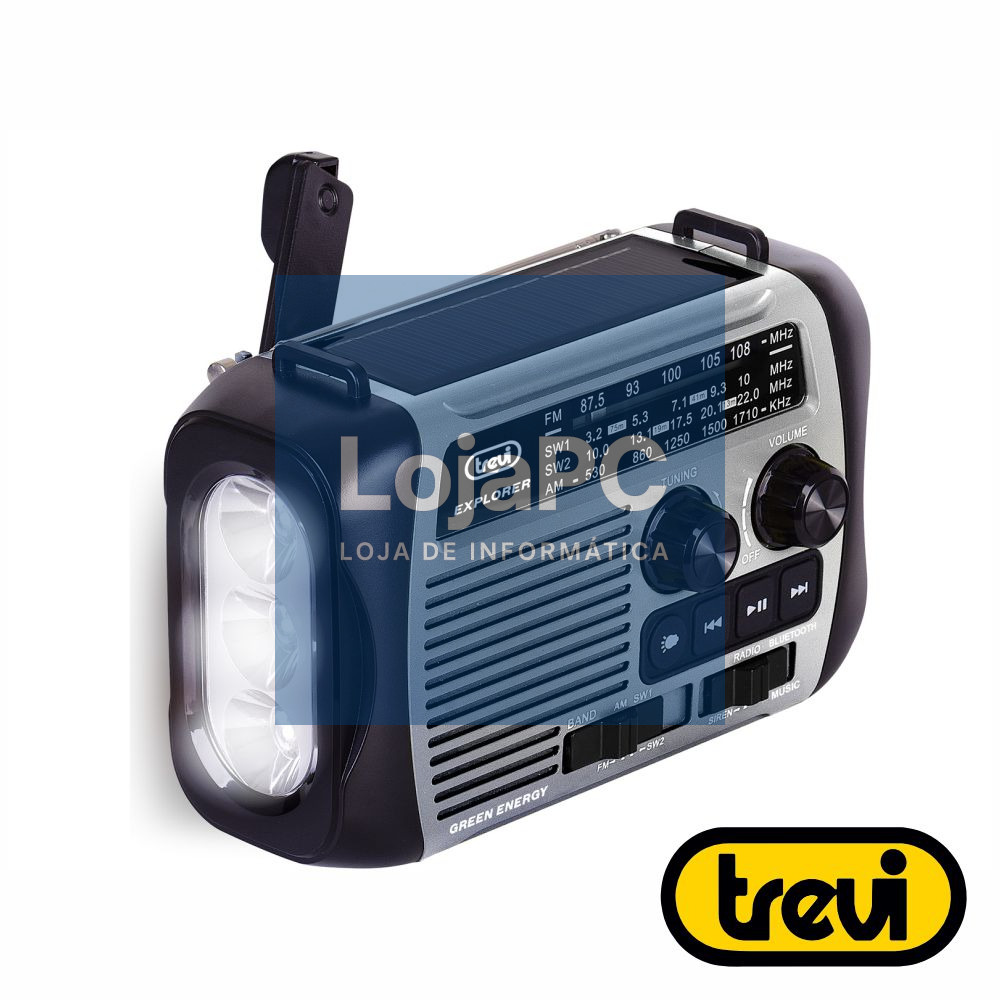Rádio Portátil AM/FM/SW/BT/SD Painel Solar Dínamo TREVI