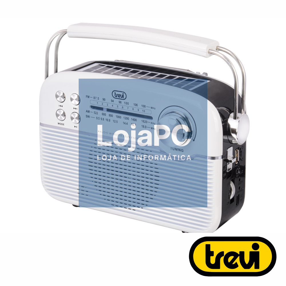 Rádio Portátil AM/FM/SW BT/USB/MicroSD C/ Painel Solar TREVI
