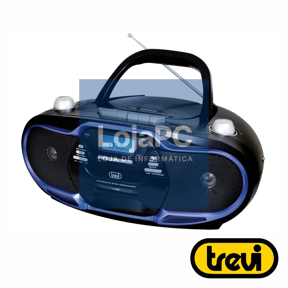 Rádio Portátil FM CD/USB/Cassete 2x10W TREVI