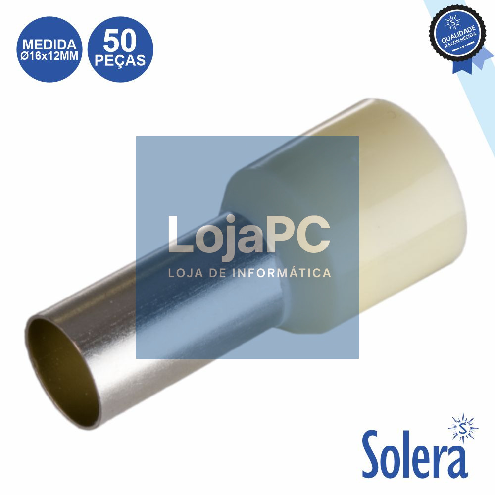 Terminal Ponteira Isolado Ø16x12mm 50x Branco SOLERA