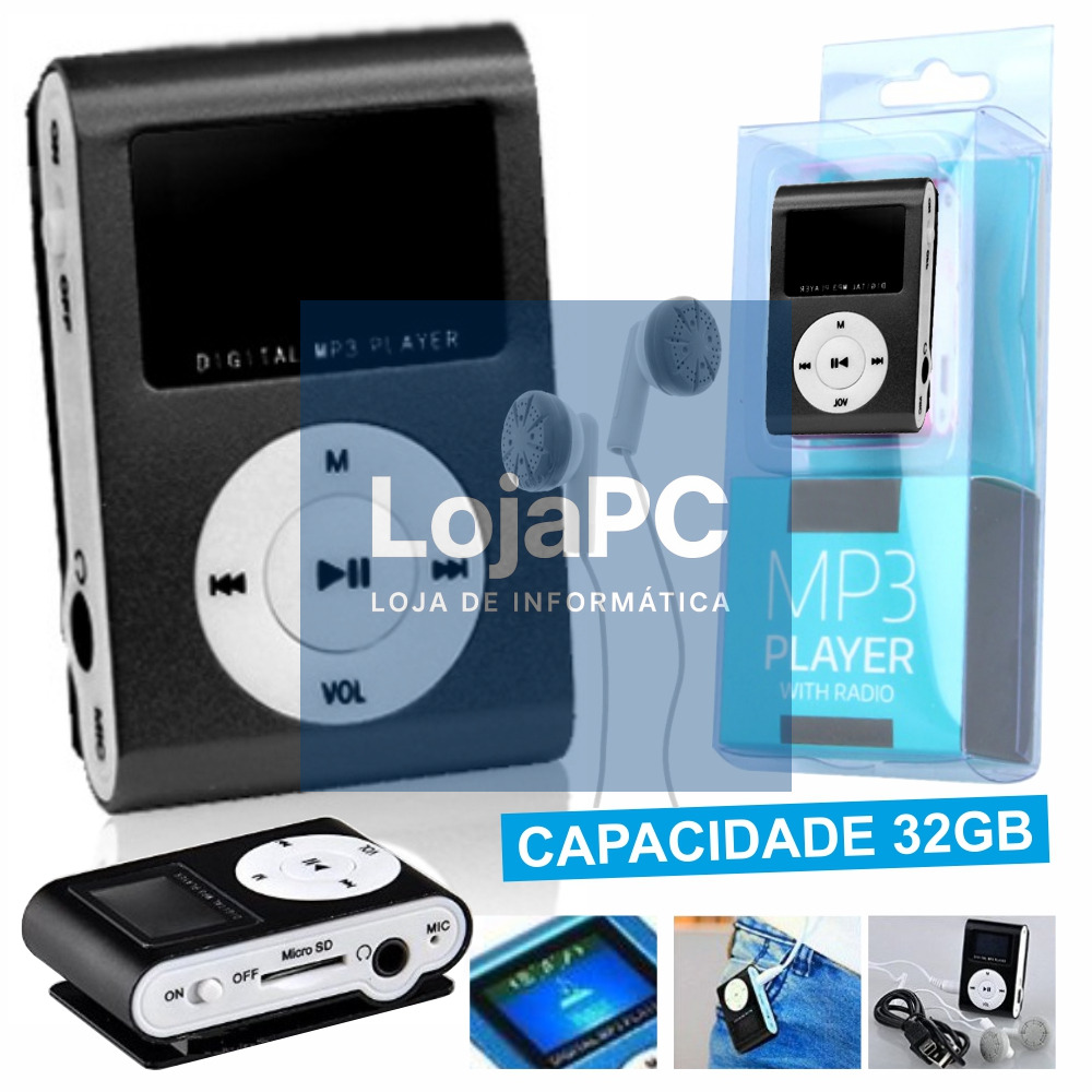 LEITOR MP3 C/ RÁDIO SD MIC LCD AUSCULTADORES