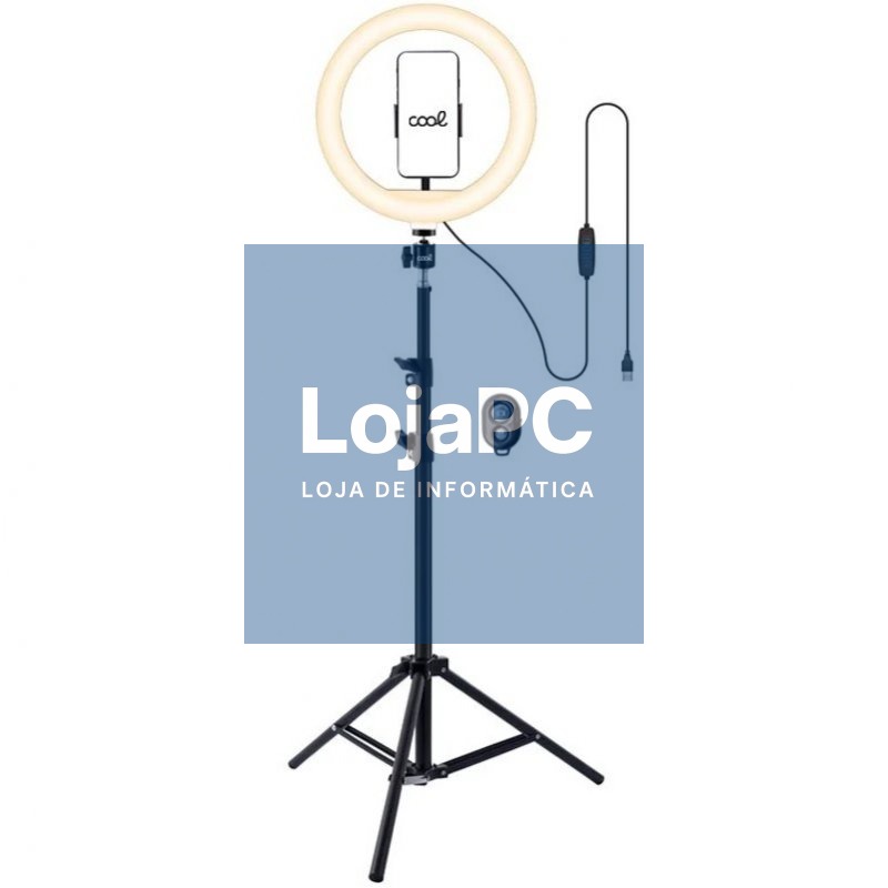 Tripod Support (180 cm) LED Light Ring COOL + Bluetooth Remote