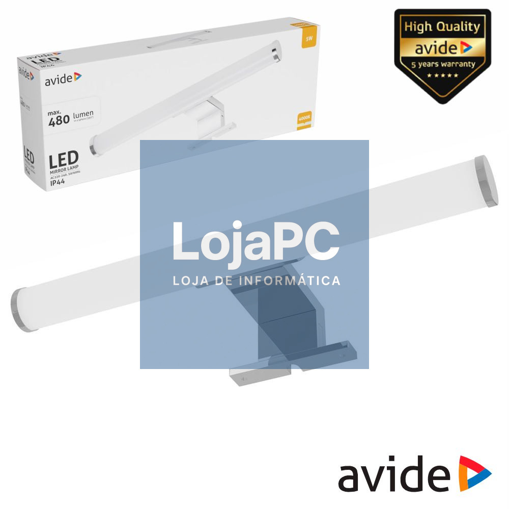 Candeeiro LED 5W 480lm 300mm 4000K IP44 Cromado AVIDE