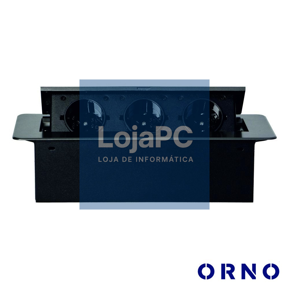 Tomada Elétrica Encastrar 3x Schuko Preta ORNO