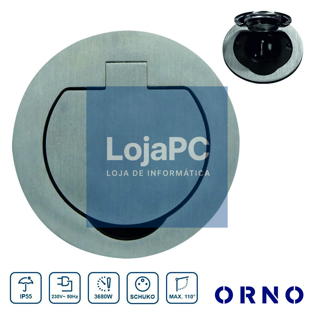 Tomada Elétrica Encastrar 1x Schuko Cinzenta Ø95mm ORNO