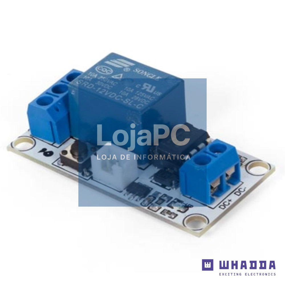 Módulo Relé 12VDC Biestável de 1 Canal C/ Switch WHADDA