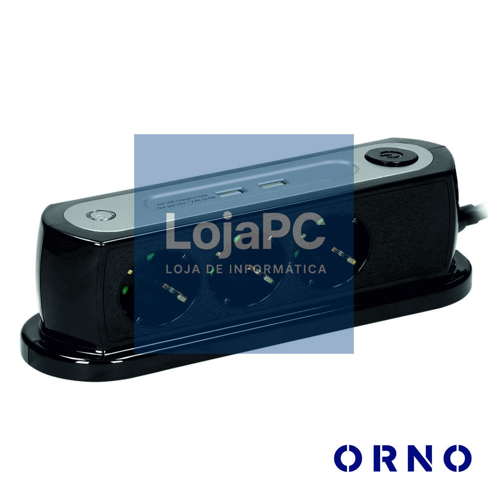 Tomada Elétrica C/ 3 Saídas E 2USB P/ Secretária ORNO