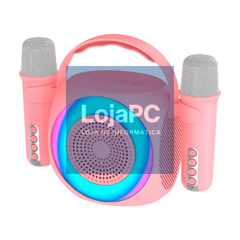 Universal Bluetooth Music Speaker 6W COOL Mini Karaoke Party + 2 Microphones Pink