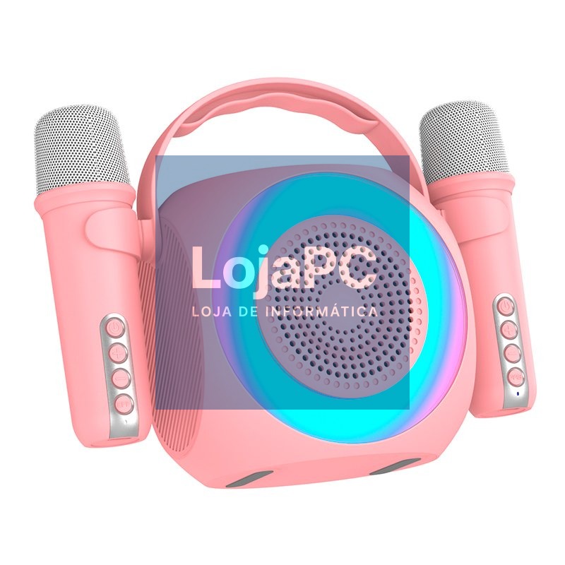 Universal Bluetooth Music Speaker 6W COOL Mini Karaoke Party + 2 Microphones Pink — imagem 4