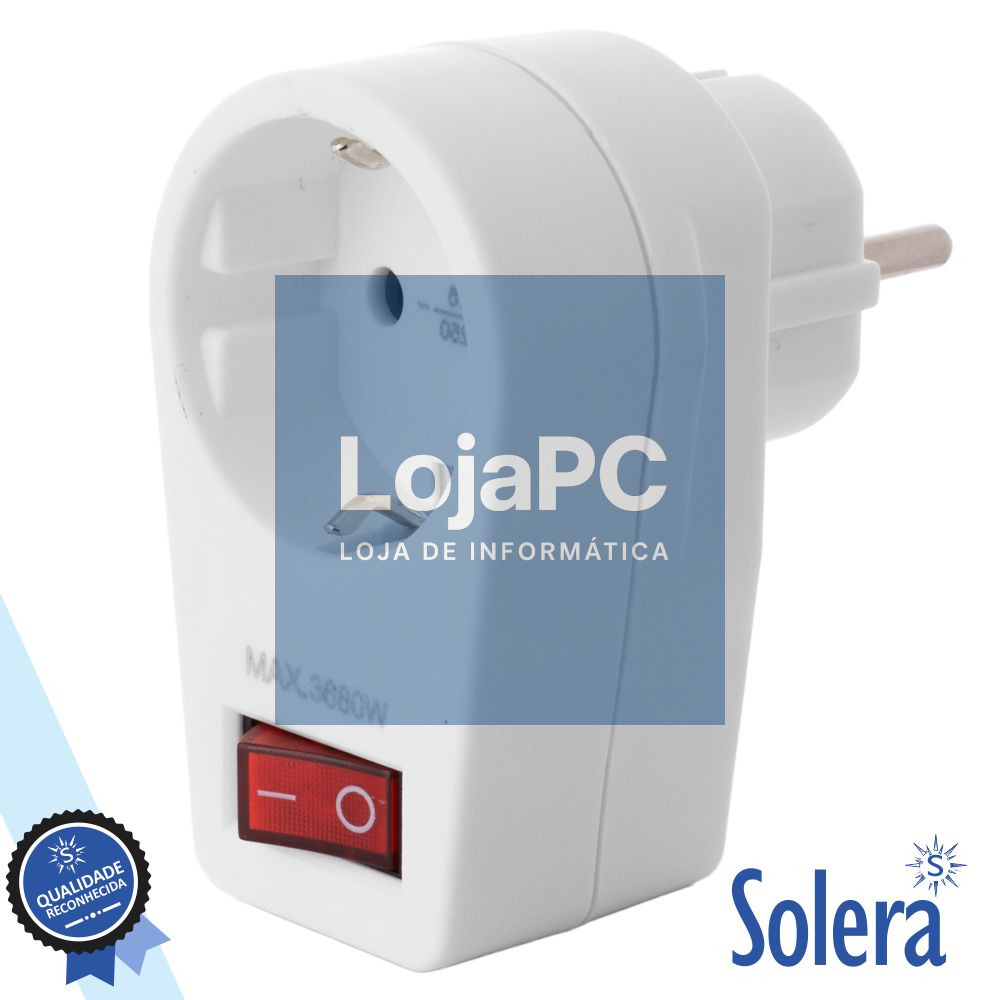 TOMADA ELÉTRICA C/ 1 SAÍDA INTERRUPTOR BRANCO SOLERA