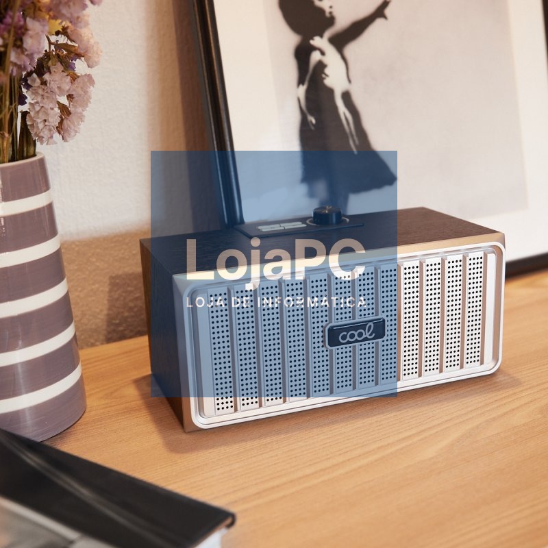 Universal Bluetooth Music Speaker Brand COOL Retro (20W) Wood Black Front Silver — imagem 4
