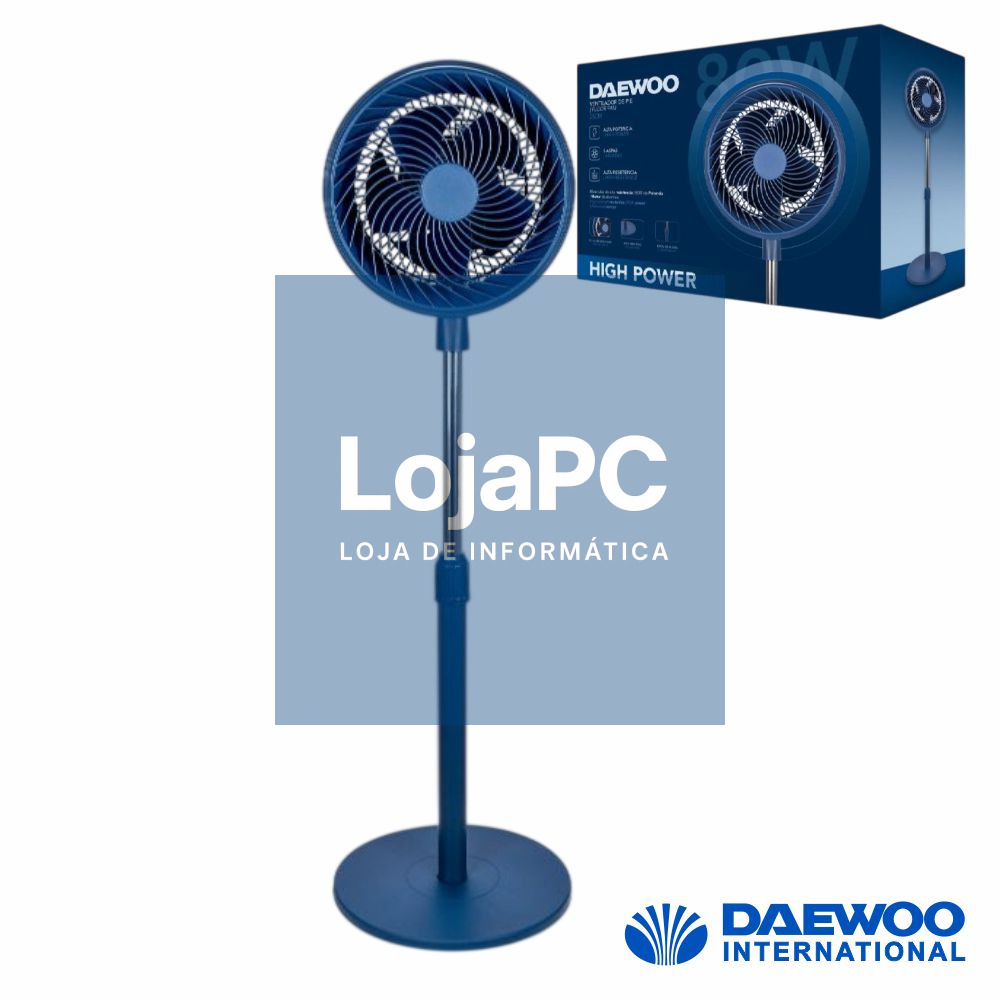 Ventoinha de Pé High Speed Ø25cm 80W Azul Daewoo
