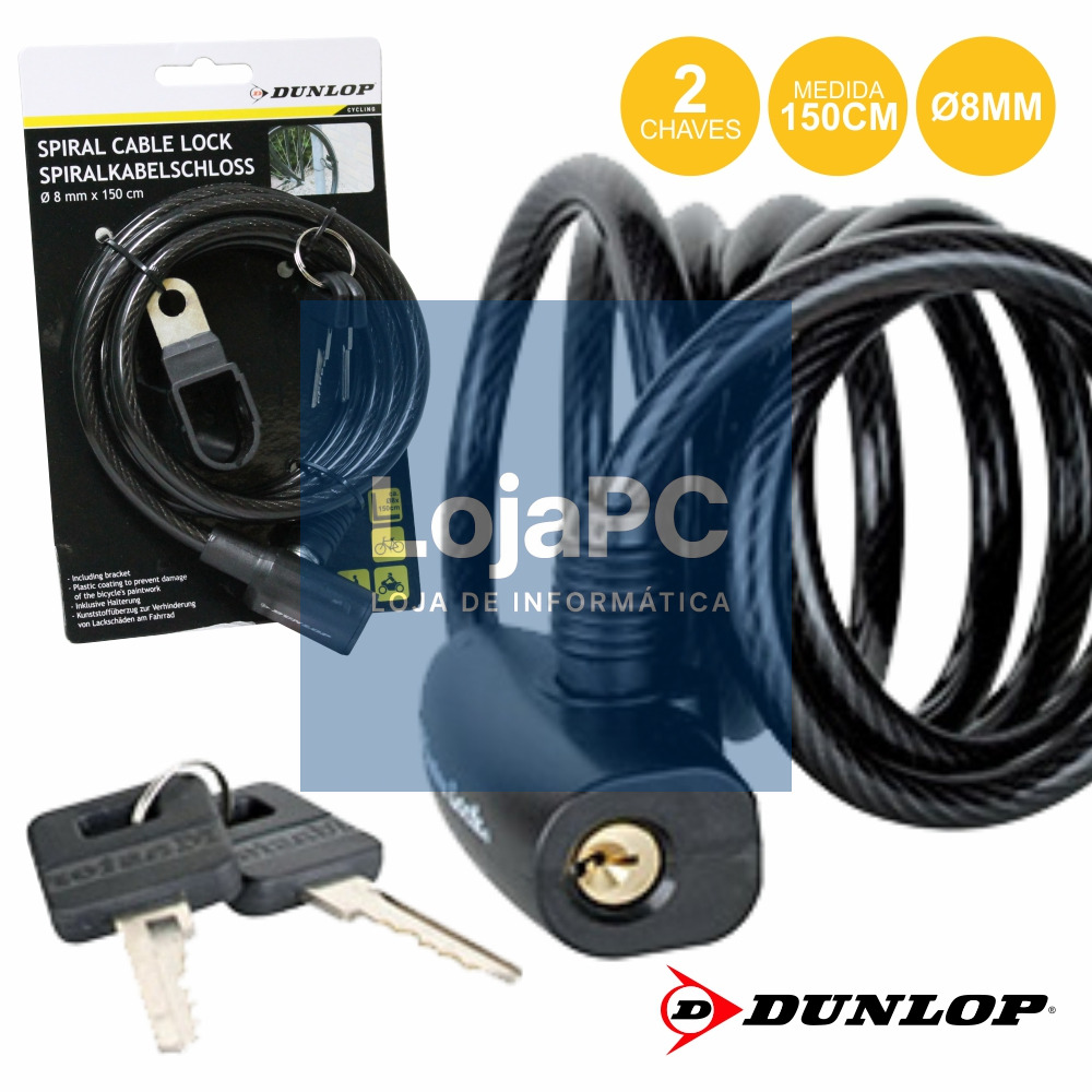 CADEADO ESPIRAL 1.5M 8MM DUNLOP