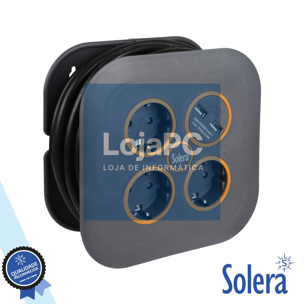 Extensão Tomada Elétrica C/ 3 Saídas E 2 USB-A 5m SOLERA