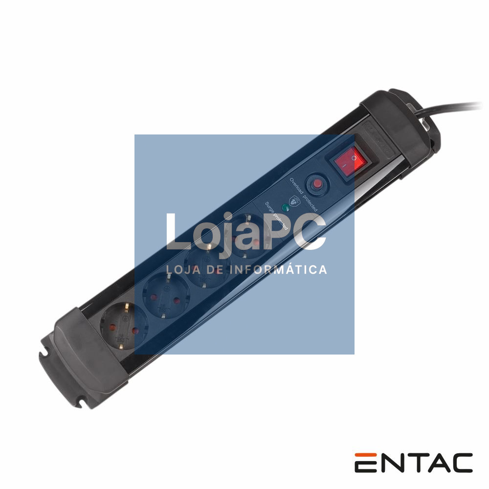 Extensão Elétrica 4x Schuko Interruptor Proteção 2M ENTAC