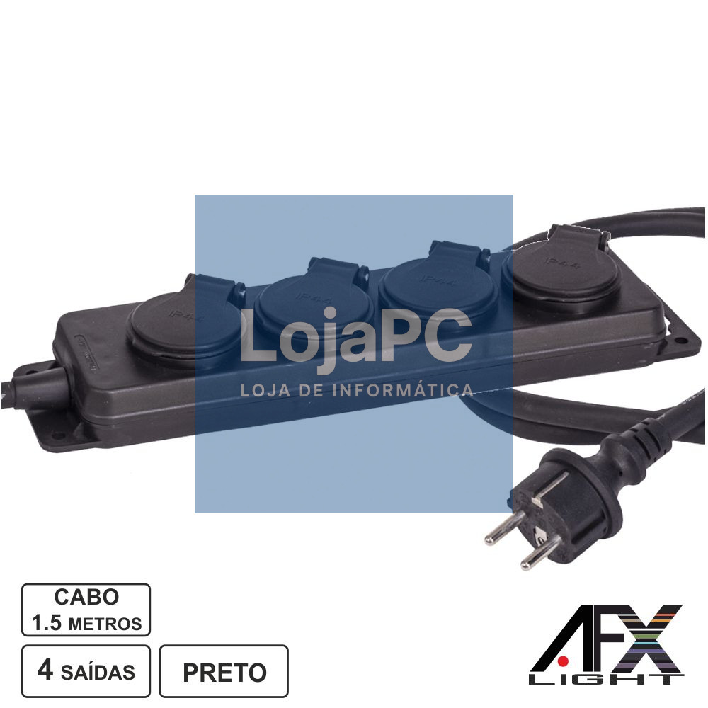 TOMADA ELÉTRICA 4 SAÍDAS 1,5M IP44 AFXLIGHT