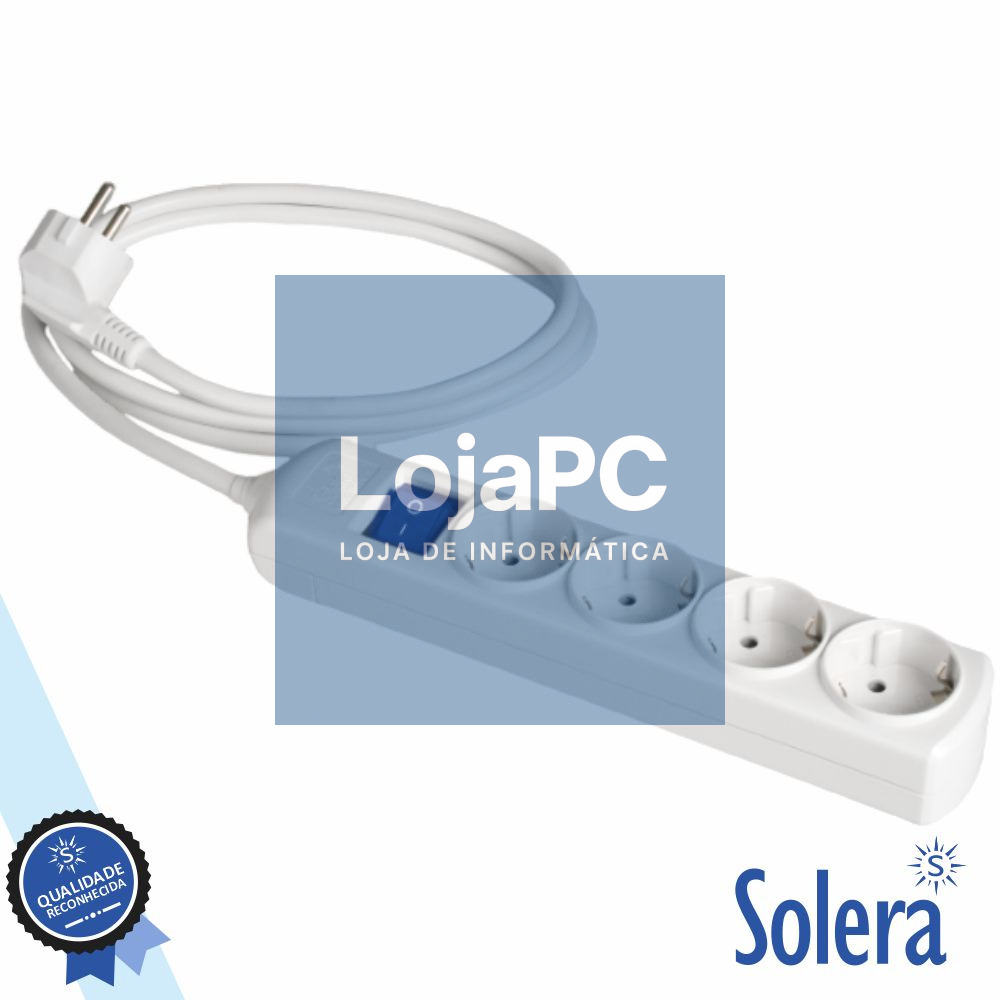 Extensão Elétrica 4x Schuko C/ Interruptor 2m Branco SOLERA