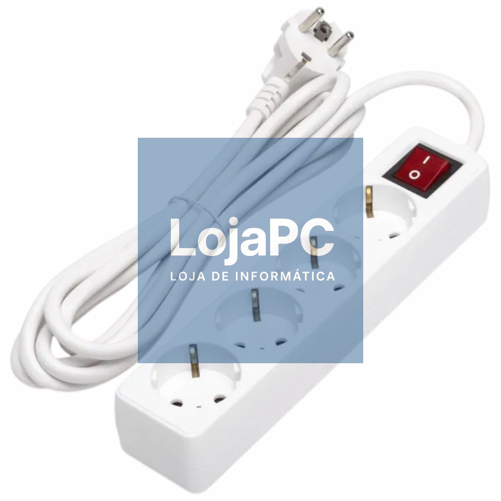 TOMADA ELÉTRICA C/ 4 SAÍDAS INTERRUPTOR 3M BRANCO