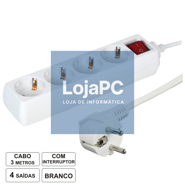 TOMADA ELÉTRICA C/ 4 SAÍDAS INTERRUPTOR 3M