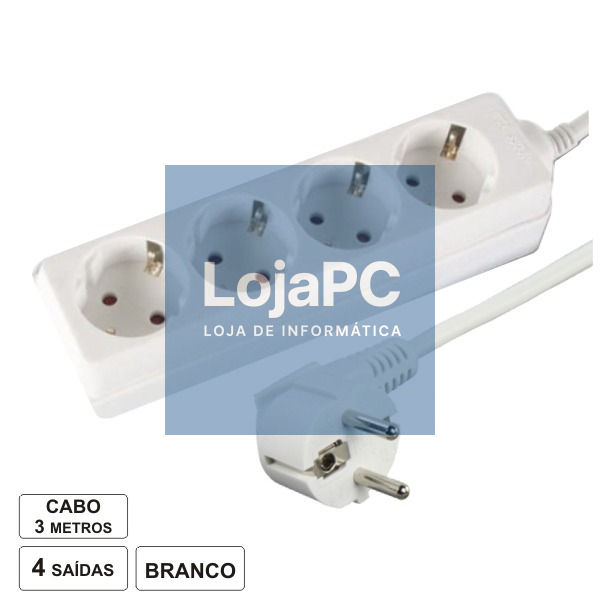 TOMADA ELÉTRICA C/ 4 SAÍDAS 3M BRANCO