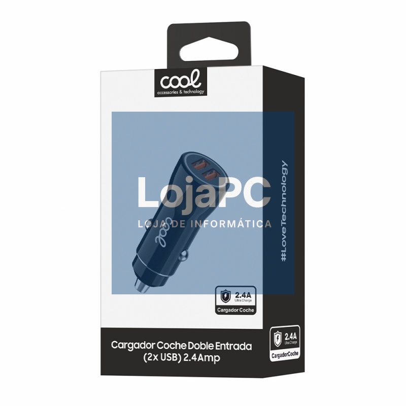 Universal Car Charger Dual Usb Input COOL Black 2.4 Amp — imagem 3