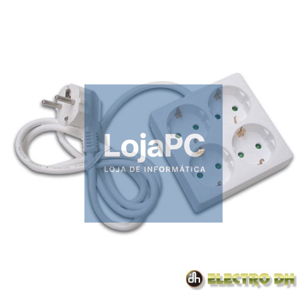 TOMADA ELÉTRICA C/ 4 SAÍDAS QUADRADA 1.5M BRANCO EDH