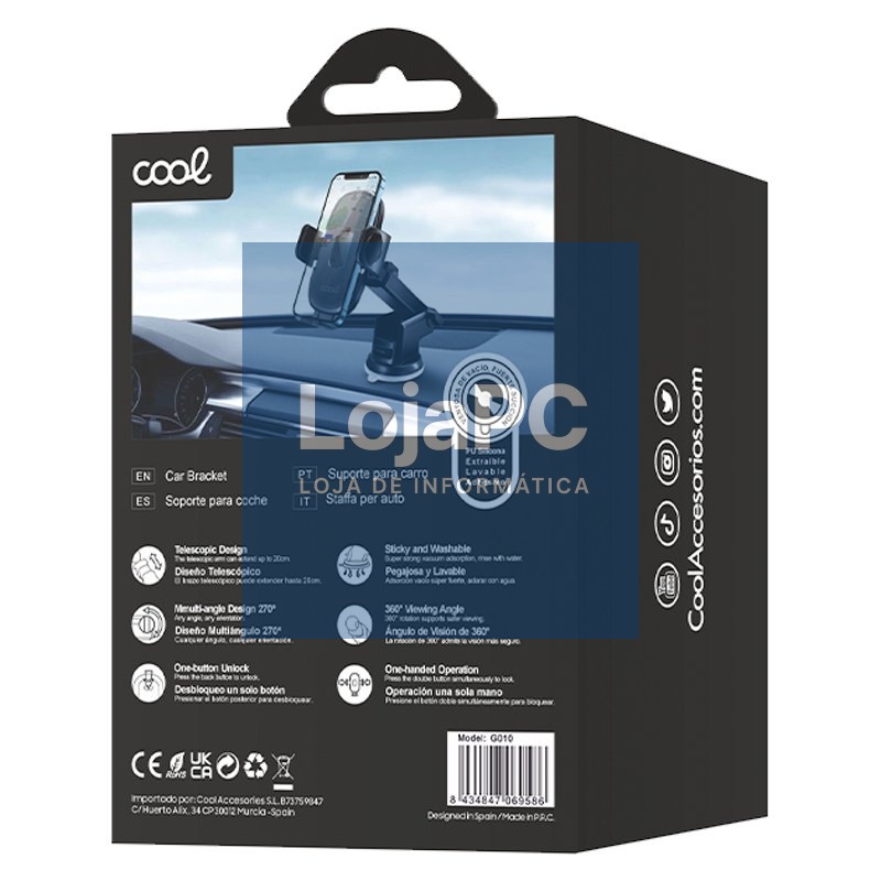 Universal Car Holder Suction Cup One Click COOL Black — imagem 4
