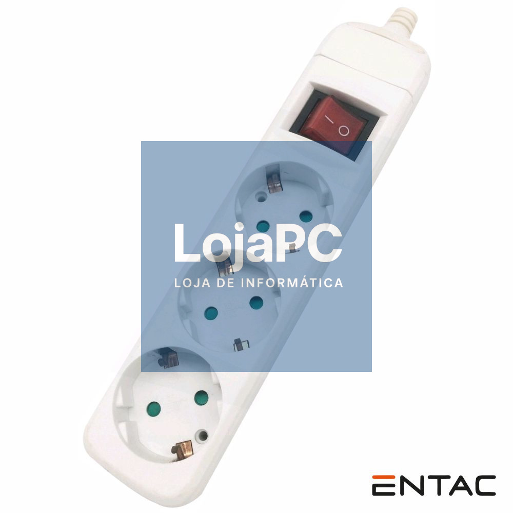 Tomada Elétrica c/ 3 Saídas Schuko Interruptor ENTAC