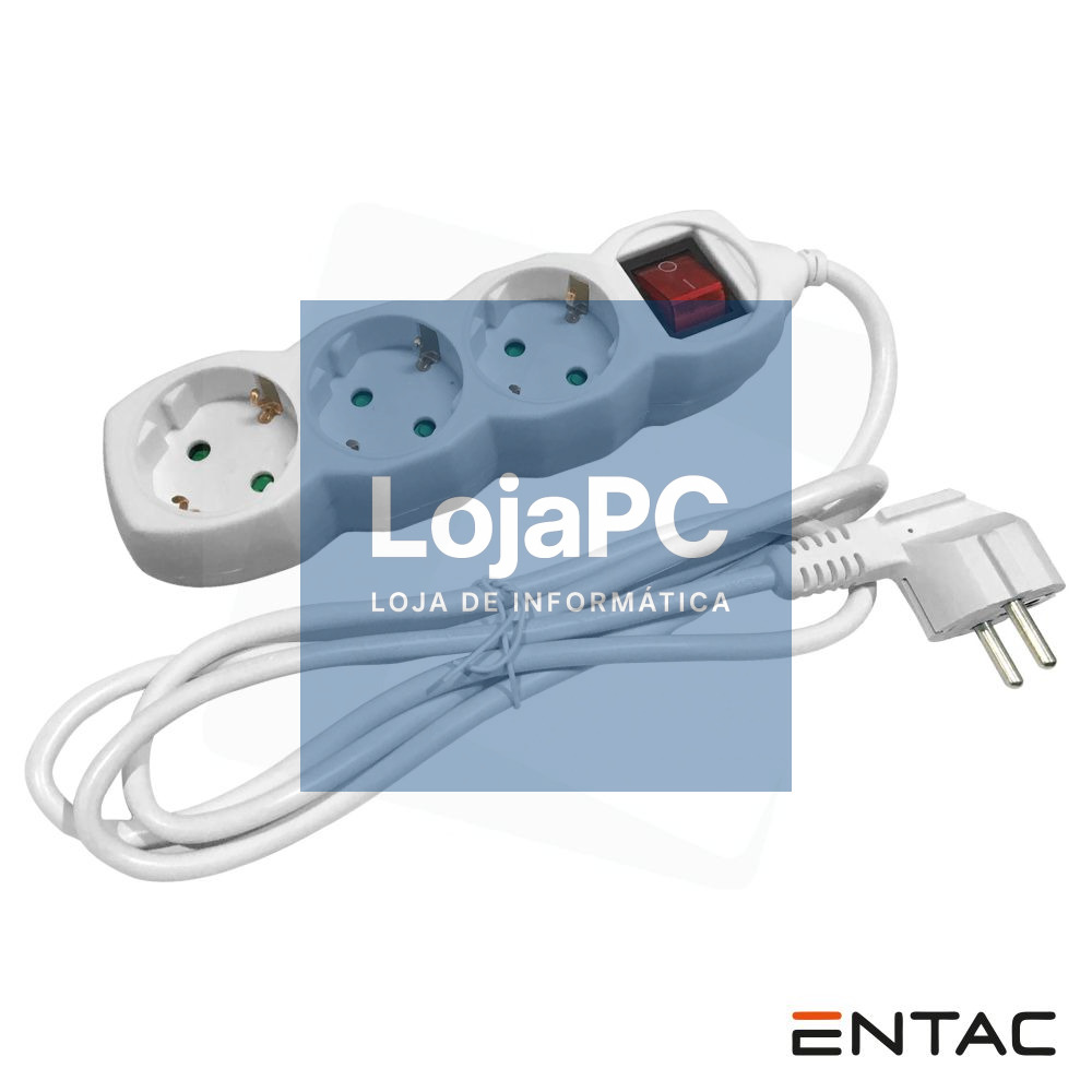 Tomada Elétrica C/ 3 Saídas Interruptor 1.5m Entac