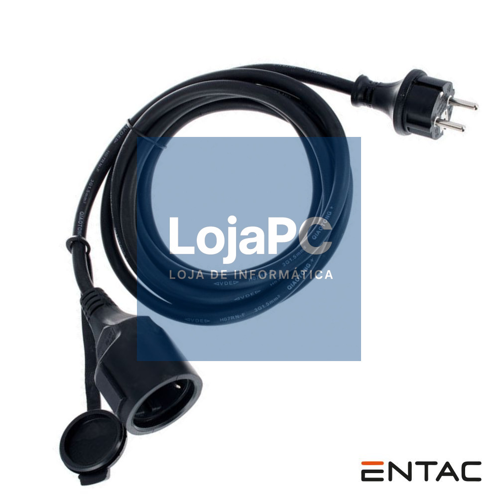 Cabo Extensão Tomada Elétrica C/ 1 Saída 20m Preto ENTAC