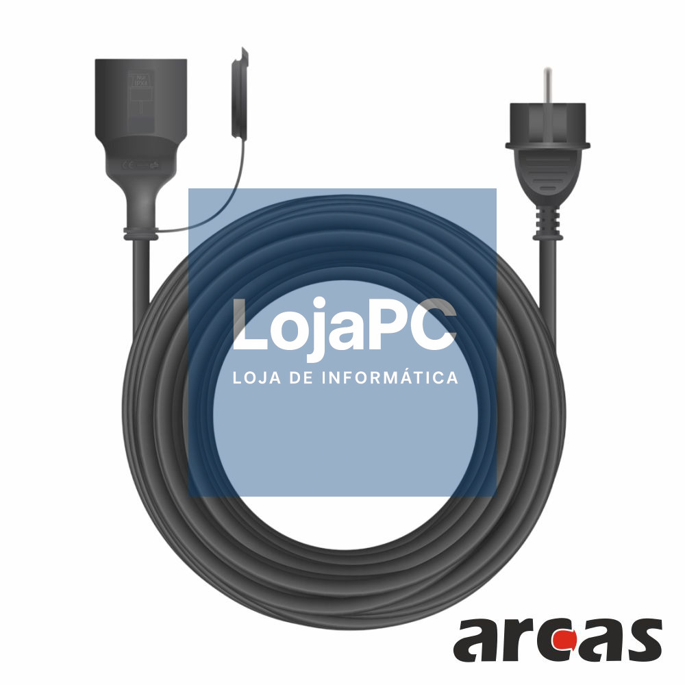 Extensão Tomada Elétrica 3G1.5 1x Schuko 10m Preto ARCAS