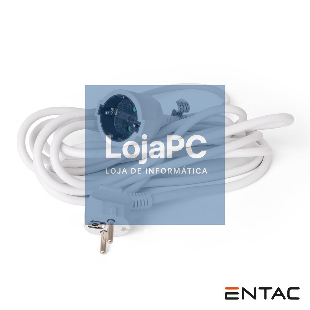 Cabo Extensão Tomada Elétrica 1x Schuko 5m Branco ENTAC