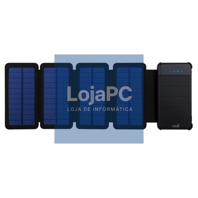 Universal External Battery Power Bank 10,000 mAh + 4 Solar Panels COOL Black — imagem 3