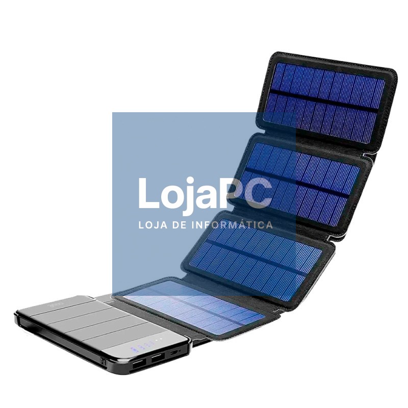Universal External Battery Power Bank 10,000 mAh + 4 Solar Panels COOL Black — imagem 2
