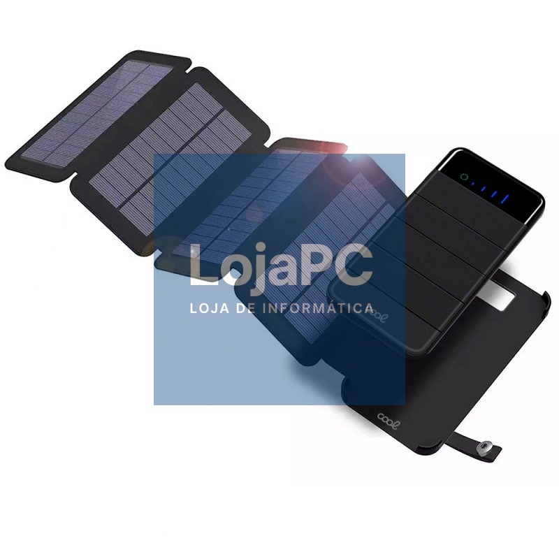 Universal External Battery Power Bank 10,000 mAh + 4 Solar Panels COOL Black