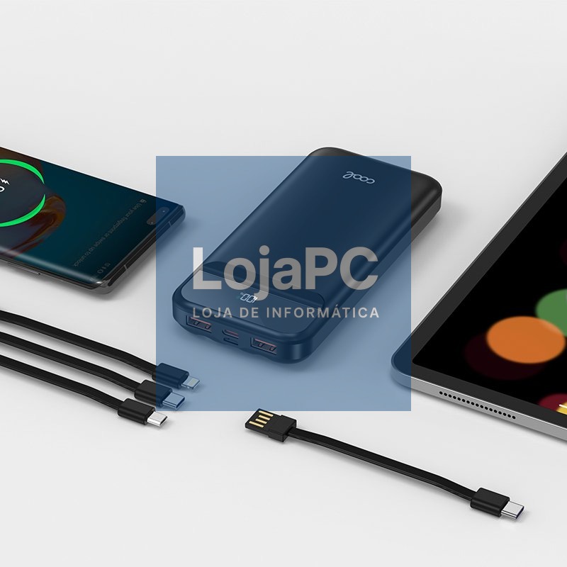 Universal External Battery Power Bank 10,000 mAh + Fast Charging 22.5W - 3A (3 connections) Black — imagem 3